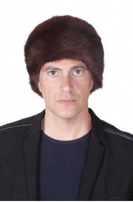 Dark brown sable fur hat.  Hat with turned-up brim, double-sided fur